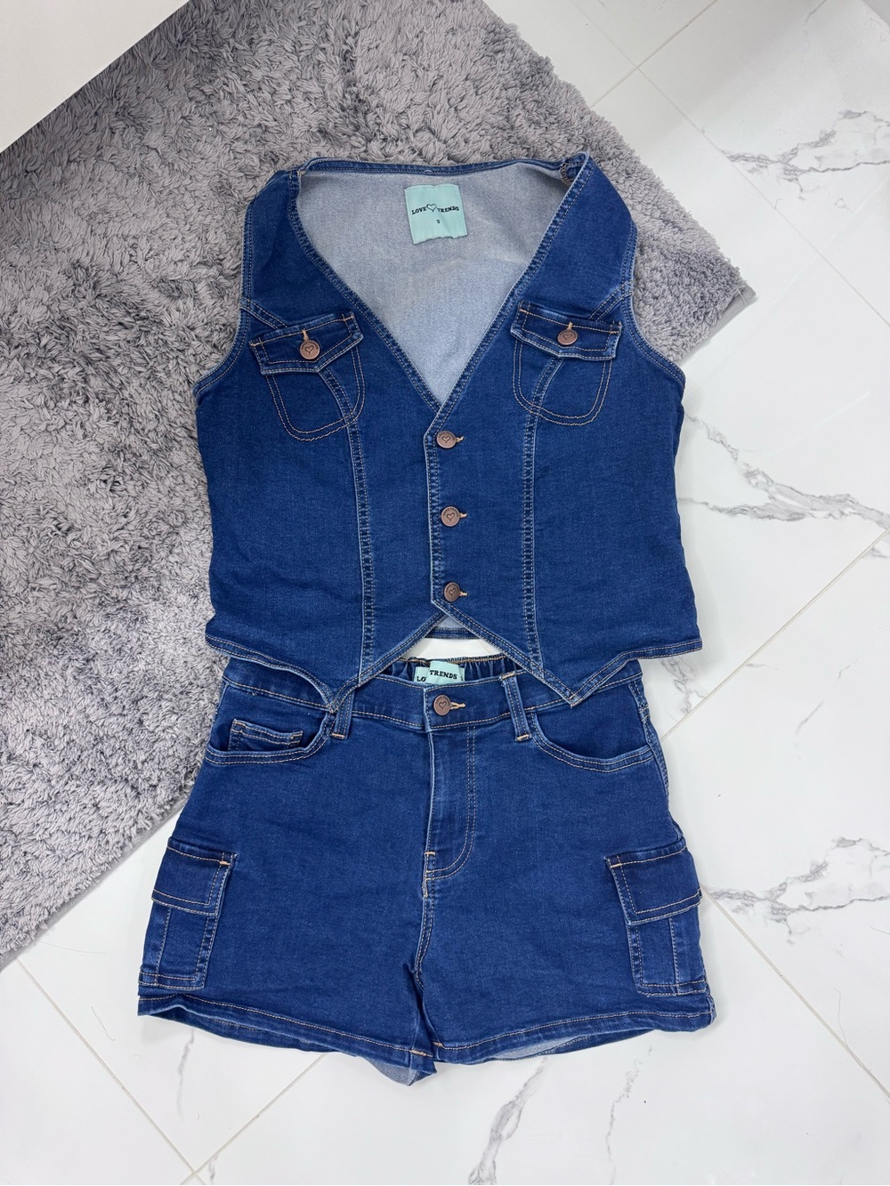 Two Piece Denim Vest Short Set! - Picture 1 of 5
